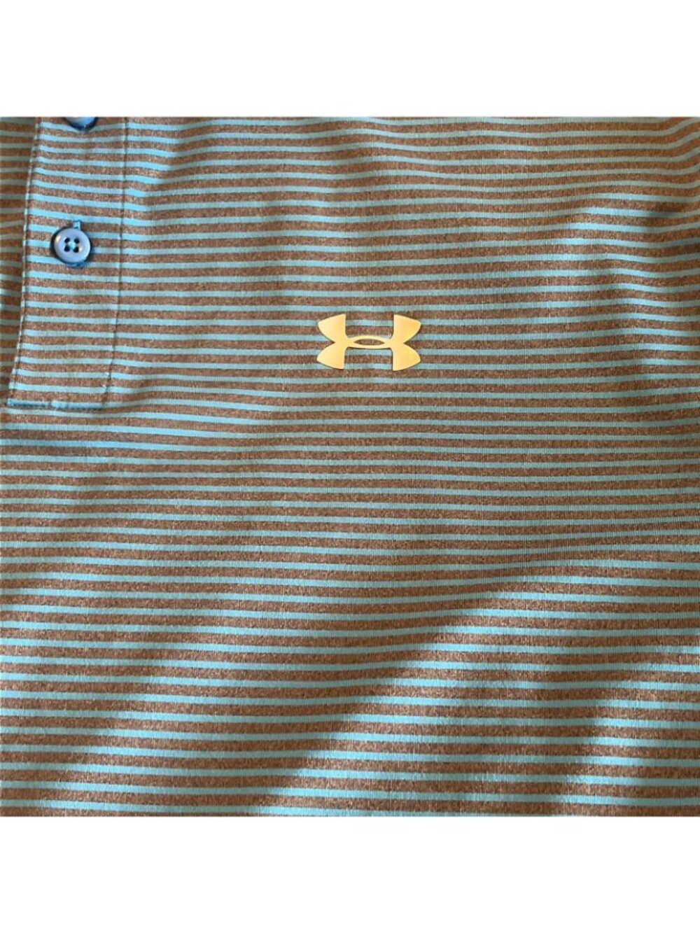 Under Armour HeatGear Golf Polo Shirt Blue Striped Loose Fit Mens Large - Picture 7 of 11